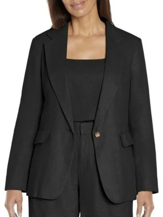 Express Jackets & Blazers - Express Women's Plus Size Black Linen Blend Preppy Blazer Sz XXL NWT Office